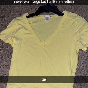 Yellow V-Neck Women's Top